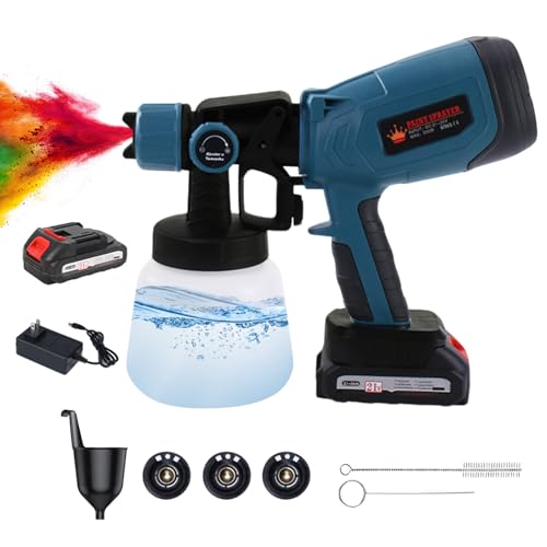 Cordless Paint Sprayer, 200W Spray Paint Gun with 3 Nozzles