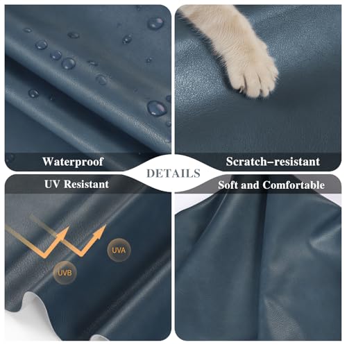 Faux Leather Fabric, Marine Vinyl Upholstery Fabric 55" x 180", 1.05mm Thick Soft Durable Synthetic Material for Sofa Chairs Bags Car Seats Furniture DIY Crafts Sewings, Blue - color: Blue, size: Pre-cut 5 Yard (54" x 180")