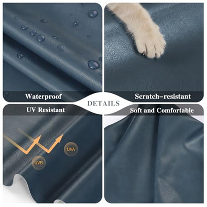 Faux Leather Fabric, Marine Vinyl Upholstery Fabric 55" x 180", 1.05mm Thick Soft Durable Synthetic Material for Sofa Chairs Bags Car Seats Furniture DIY Crafts Sewings, Blue - color: Blue, size: Pre-cut 5 Yard (54" x 180")