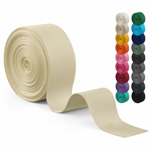 Polyester Webbing Strap 17+Colors – 1"&1.5"&2" – 10 Yards Heavy Duty Webbing Roll, Flat Webbing Strap for Indoor&Outdoor Gear, DIY Crafting, Repairing - color: Cream, size: 1"-10yards