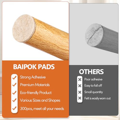 Furniture Pads 300 Pack Furniture Felt Pads for Hardwood Floors, Beige - size: Beige