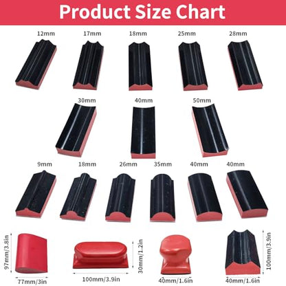 16-Piece Contoured Profile Hand Sanding Block Set, Hook & Loop,RED - color: Red
