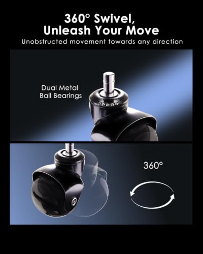 RidRed Office Chair Wheels Replacement Heavy Duty 2 Inch Roller Blade Wheels for Carpet Hardwood Floors,Support 2000 LB, Rubber Rollerblade Desk Chair Casters, Standard Stem Universal Fit, Set of 5 - color: Transparent Black