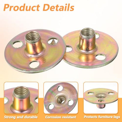 4 Sets Furniture Leg Mounting Plates 5/16 Furniture Leg Mounting Plates Three Hole Cylindrical Plate with 12 Screws Cylindrical Plate Nut T Nuts for Sofa Chair Cabinet Couch Strengthen Weak Feet