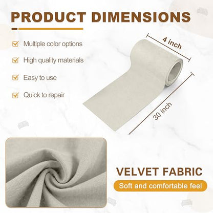 Velvet Repair Patch, Self-Adhesive Flannel Fabric Patch, Multi Colors, Microfiber Patch，Can be Used to Patch Sofas, Car Seats, Handbags, Jacket Holes and Tears (Grayish White) - color: Light Gray, size: 4" x 30"-2 ROLLS