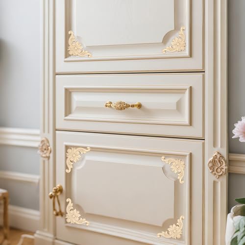 Wood Appliques 12PCS 3.1in Corner Onlays Wooden Embellishments - size: 3.1inch(8cm)