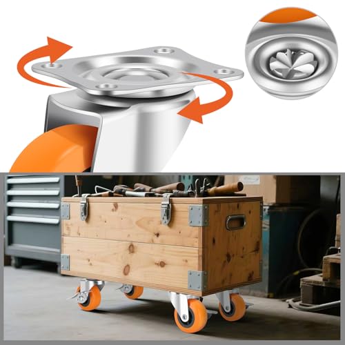 Caster Wheels,2.5 Inch Plate Swivel Casters Set of 4 with Brake - size: 2.5"16pack