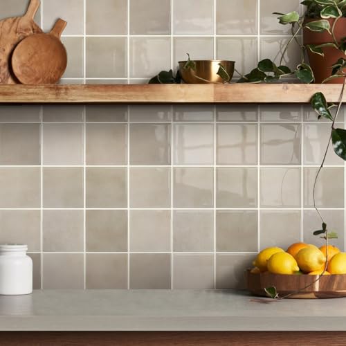 COMSTICKC Thicker Peel and Stick 3D Backsplash Tiles Kitchen Bathroom - color: Light Brown