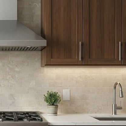 10 Sheet Stone Beige Peel and Stick Backsplash, 11.8'’x 11.8'' Luxury Ceramic Look Self Stick Subway Tiles, Waterproof Peel and Stick Wall Tiles for Kitchen and Bathrrom - color: Stone Beige