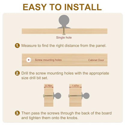 PATIKIL 1-3/8 Inch Round Wood Cabinet Knobs, 10 Pcs x Knob, 10 Pcs x Screw, Wood Color, Wood Material, 1-3/8 inch x 0.98 inch - color: Wood Color