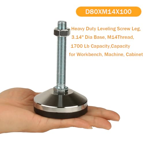 Heavy Duty Leg Leveler,M14Thread,1700 lb Capacity,2 Pcs - size: D80xM14x100,2 Pcs