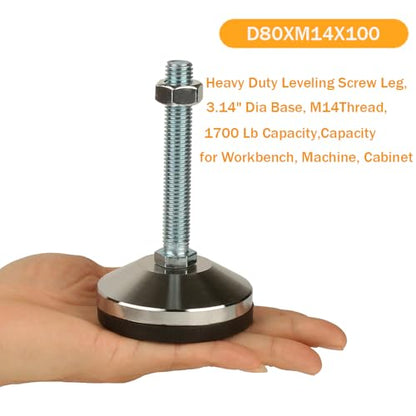 Heavy Duty Leg Leveler,M14Thread,1700 lb Capacity,2 Pcs - size: D80xM14x100,2 Pcs