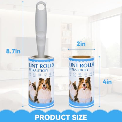 Extra Sticky Lint Rollers for Pet Hair, 1200 Sheets, 4 Handles