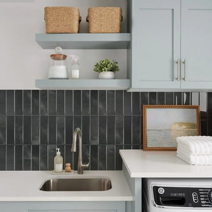 STICKGOO 10-Sheet Peel and Stick Backsplash Tile(Thicker Design) - color: Marquina Black