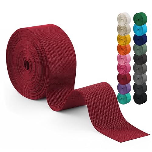 Polyester Webbing Strap 17+Colors – 1"&1.5"&2" – 10 Yards Heavy Duty Webbing Roll, Flat Webbing Strap for Indoor&Outdoor Gear, DIY Crafting, Repairing - color: Claret, size: 1"-10yards