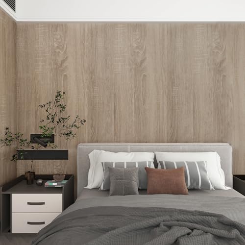 Boobest 354x24 Inch Light Wood Wallpaper Peel and Stick Oak Wallpaper Grey - color: Gray, size: 24" x 354"