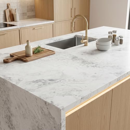 Extra-Thick Marble Contact Paper (Matte Finish, Cloud White) 3.9" x 393.7" - color: Cloud White (Matte), size: 3.9" x 393.7"
