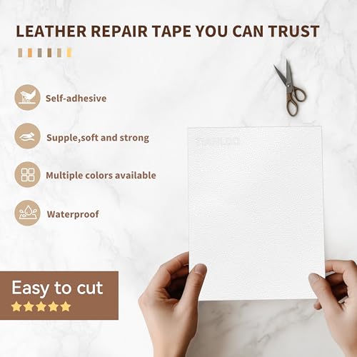 TIANLDD Leather Repair Tape,16 x 80 Inches Self Adhesive Leather Repair Patch，Leather Repair Kit for Furniture，Couches,Car Seats,Cabinets,Handbags(White-Litchi Grain) - color: White-Litchi Grain, size: 16" x 80"