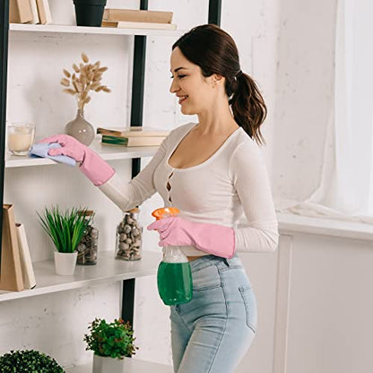 Latex Free Nitrile Cleaning Gloves, Medium, 3 Pairs - color: Orange+pink+red, size: Medium