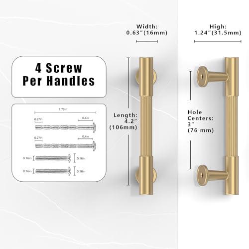 10 Pack Champagne Bronze Cabinet Pulls 3 Inch(76mm) Honey Bronze Kitchen Cabinet Handles Solid Heavy Duty Drawer Pulls - color: Champagne Bronze, size: 3" Hole Center
