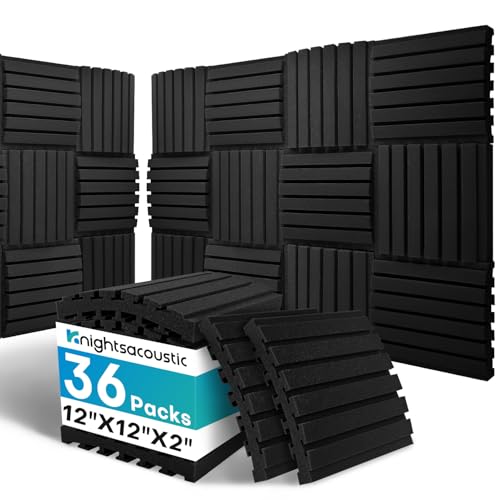 36Packs Curved Sound Proof Foam Panels for Walls, 2" Acoustic Panels Sound Absorbing Dampening, Soundproofing Noise Reducing Cancelling Treatments for Home Office Recoding Studio Decor, 2x12x12" Black - size: Upgraded Curved 536Packs