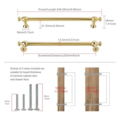 TUNNY 5 Pack Retro Cabinet Handles Champagne Bronze 8 Inch/203mm Kitchen Cabinet Pulls, Cabinet Pulls Kitchen Cabinet Hardware Drawer Pulls TU10188 - color: Champagne Bronze, size: 8"(203mm)Hole Center-5Pcs