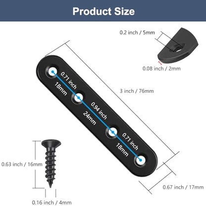 24Pcs Black Stainless Steel Flat Brace Mending Plates, Sturdy Metal Repair Fixing Joining Brackets for Wood Furniture with Screws - size: 24 Pack