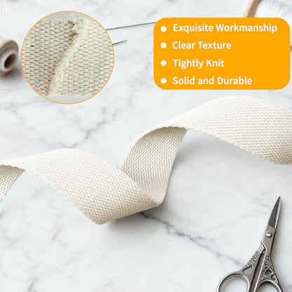 Natural Heavy Cotton Webbing 1-1/4 Inch, 12 Yards Cotton Webbing Strap for Rug Binding Trim, Seam Reinforcement & Homemade Cloth Belt Supplies - size: Width: 1-1/4 Inch