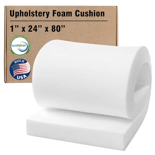 RaceCityFoam High Density Upholstery Foam (Semi Firm) 36 ILD - 1"x24"x80" - size: 1"T x 24"W x 80"L