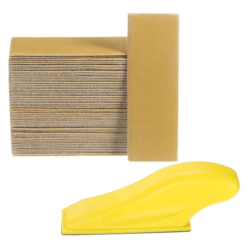 HARFINGTON 70 Pcs Detail Sander Paper 320 Grit 3.5" x 1.2" Micro Hand Sanding Papers Sheets Wet Dry Sandpapers with Sanding Block Tool for Wood Furniture Crafts Woodworking - style: 320 Grit