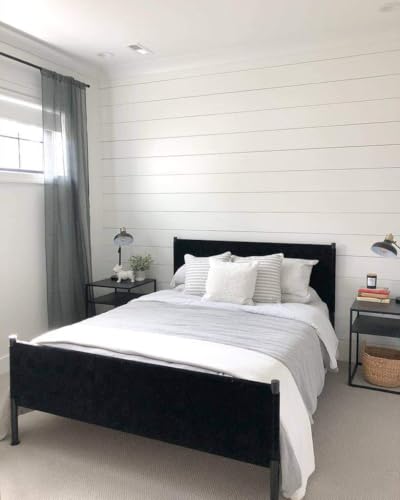 Real Wood Wall Planks-5" White Shiplap Panel Peel and Stick 10Pack 12.5SqFt - color: White