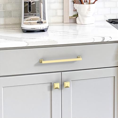 Brushed Brass Cabinet Handles Kitchen Pulls 7.5 Inch 10 Pack - color: Brushed Brass, size: 7.5" Hole Center