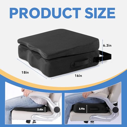 BALAPET Adjustable Thick Seat Cushion to Raise Height, Ergonomic Hip Cushion Post Surgery for Long Sitting, Memory Foam Hip Replacement Recovery Aids with Anti-Slip Strap(Black) - color: Black