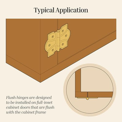 Polished Brass Butterfly Hinges with Removable Pin - Pack of 2 - Surface Mount Cabinet Door Hinges - UA-261-HPB (1) - color: Brass