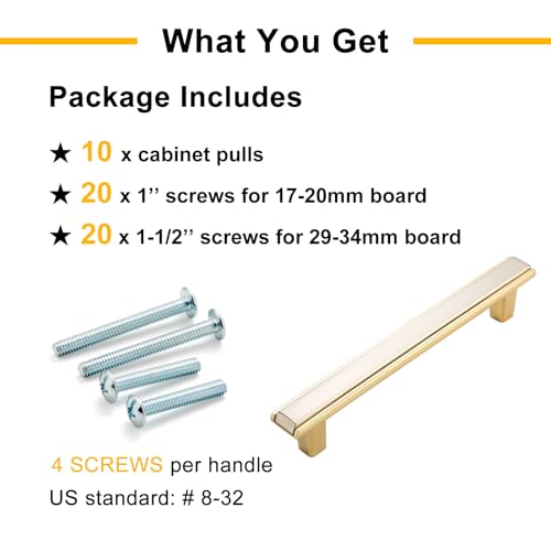 Nickel and Gold Cabinet Pulls Drawer Handle 3-3/4 Inch 10 Pack 2281 - color: Brushed Nickel & Gold, size: 3-3/4 In Hole Distance, style: 10 Pack