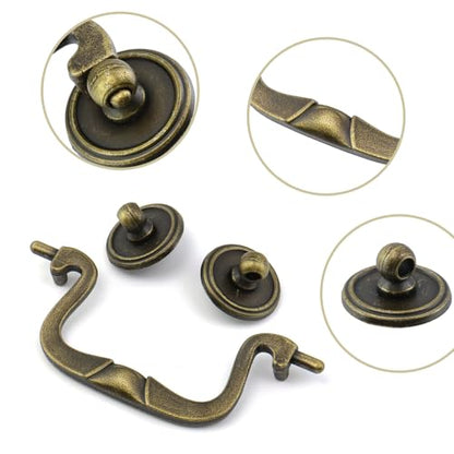 4pcs Antique Cabinet Pulls, 3.5" (88mm) Hole Center, Bronze