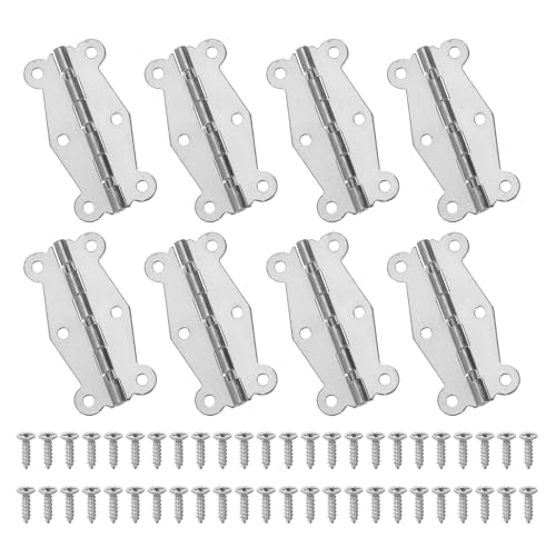 MECCANIXITY Small Vintage Box Hinges 2" 90 Degree Butterfly Decorative Hinges Jewelry Box Hardware with Screw for Cabinet Wooden Box Drawer Craft (Silver Tone, Pack of 8) - color: Silver Tone