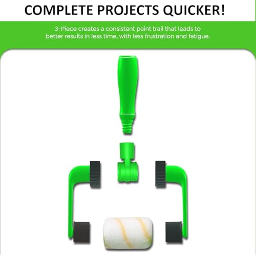 Ergonomic 4 Inch Paint Roller Frame Kit with Extension Handle, Lightweight Mini Paint Roller for Walls, Cabinets, Trim and Furniture, Comfortable Grip Helps Reduce Hand Fatigue, Green