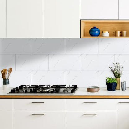 practicalWs 10pcs Marble Peel and Stick Tile Waterproof PVC Wall Tiles - size: 23.6" x 11.8" x 10-Pack