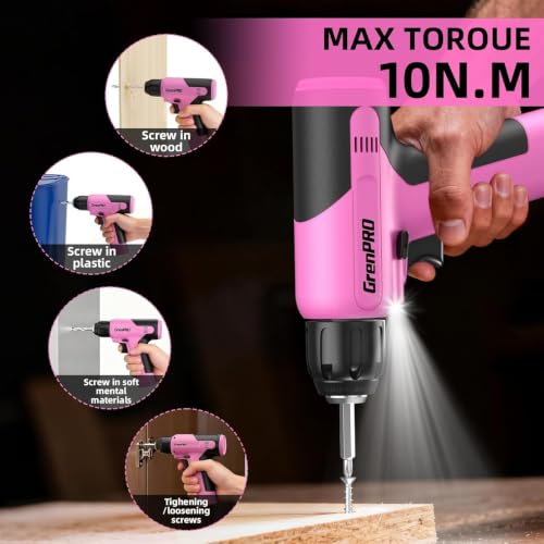 GRENPRO 188PCS Pink Cordless Drill Tool Set For Women Tool Kit For Home Box - style: Pink Power Drill Set 188PC