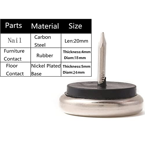 Dia Nail On Furniture Glides for Chairs, Tables - Furnigear Nickel Base Cushioned Furniture Nails - Allowing Chairs to Glide Effortlessly Over Carpet Floors (1", 20 Pack-Silver Gray) - size: 1" Silver Gray (20pcs)
