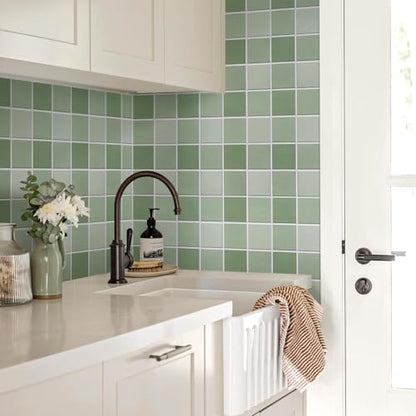 Commomy Matte 3D Peel and Stick Backsplash,Sage Green,10 Pcs 11.8"x11.8" - color: Gradient Sage Green