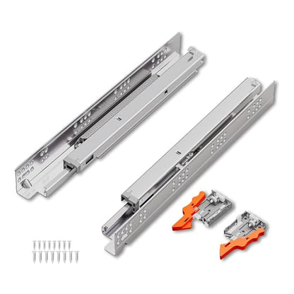 Undermount Drawer Slides 21 Inch, Soft-Close, for 1/2 and 5/8 Inch Drawer Panels, 1 Pair, Concealed Bottom Mount, 75 lb Capacity, 3D Adjustable, Cold-Rolled Steel - color: SOFT-CLOSE, size: 21 Inch