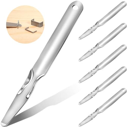 Zonon 6 Pcs Office Staple Remover Tools No Tear Push Style Staple Puller Stainless Steel Flat Staplers for Office Home Business, Silver