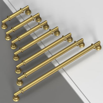 10 Pack Vibrant Brushed Moderne Brass Cabinet Pulls 3.75 Inch(96mm) Heavy-Duty Solid Kitchen Cabinet Handles Cabinet Hardware Drawer Pulls - color: Vibrant Brushed Moderne Brass, size: 3.75" Hole Center