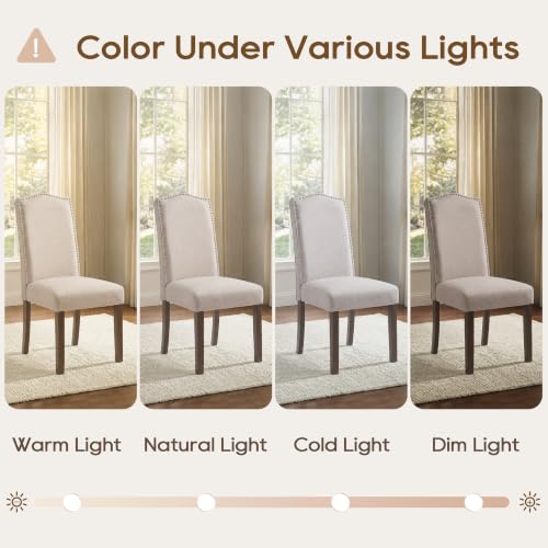 Upholstered Dining Chair Modern Stylish Kitchen Diner Fabric Set of 4 - color: Beige, size: Set of 4