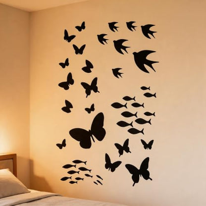 TIAMECH A4 Reusable Butterfly Swallow School of Fish Stencil for Painting - color: Butterfly Swallow School of Fish