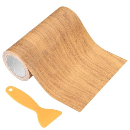PATIKIL 6" X30' Self-Adhesive Wood Grain Repair Tape with Scraper Maple Grain Wheat - color: Maple Grain Wheat, size: 6 IN X 30 FT