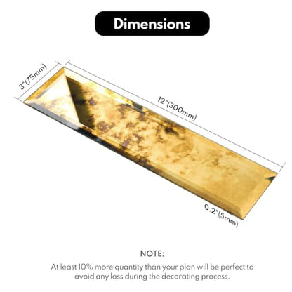 Lovdeco Peel & Stick Gold Antique Mirror Tile 3x12 Inch Beveled (20 Pcs) - color: Gold Light Antique, size: 3x12 inch