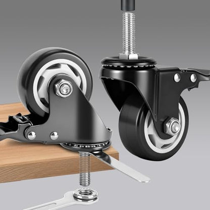 Caster Wheels with Threaded Stem,4 Inch Locking Casters Set of 4 - size: 4"4pack